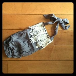Sweet muslin halter romper.  Size 0-3 mo. NWT